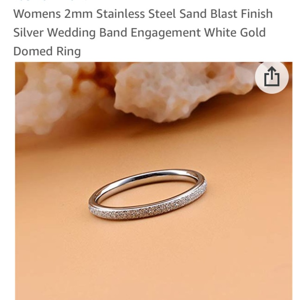 Size 6 silver stainless steal sand blast ring band
